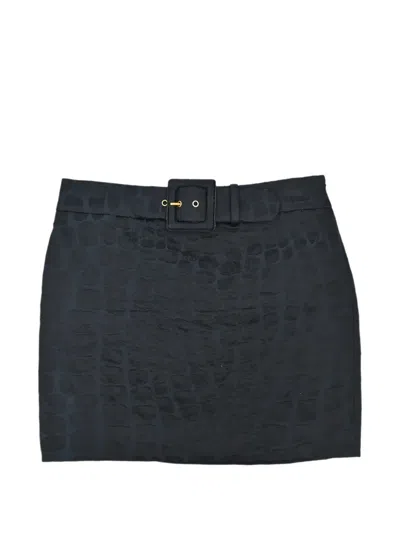 Pre-owned Gucci 2012 Belted Straight Mini Skirt In Blue