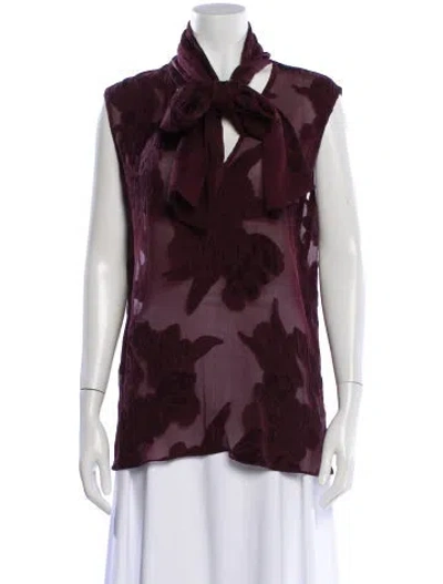 Pre-owned Gucci 2012 Floral Print Blouse In Burgundy