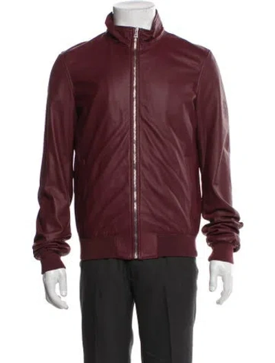 Pre-owned Gucci 2012 Leather Bomber Jacket In Burgundy