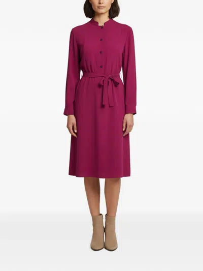Pre-owned Gucci 2013 Belted Crepe Midi Dress In Purple