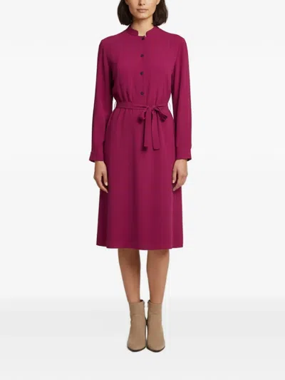 Pre-owned Gucci 2013 Belted Crepe Midi Dress In Purple
