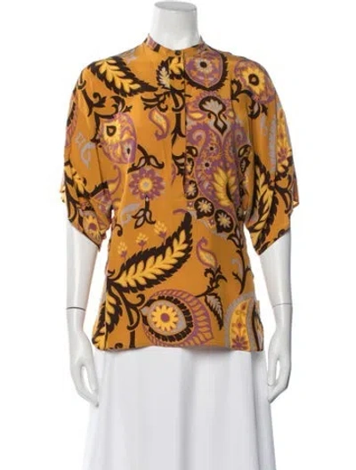 Pre-owned Gucci 2013 Silk Blouse In Yellow