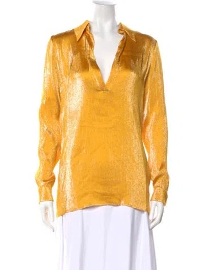 Pre-owned Gucci 2013 V-neck Blouse In Yellow