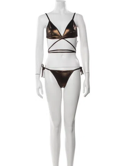 Pre-owned Gucci 2014 Glitter Accents Bikini In Brown/metallic