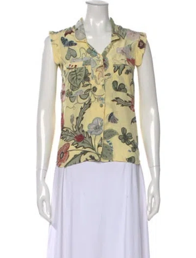 Pre-owned Gucci 2014 Silk Blouse In Yellow