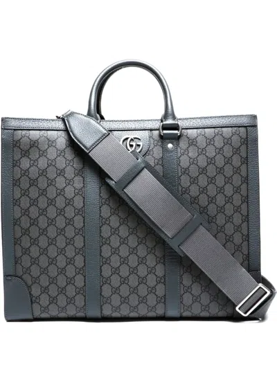 Pre-owned Gucci 2015-2020 Large Ophidia Tote Bag In Gray
