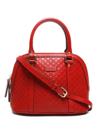 Pre-owned Gucci 2015-2020s Micro Gg Shima Tote Bag In Red