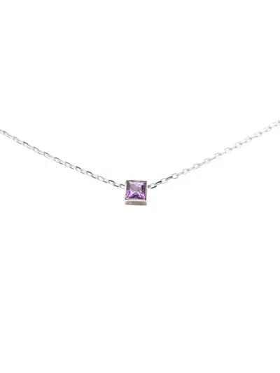 Pre-owned Gucci 2015-2025 18k White Gold Amethyst Square Pendant Necklace In Purple