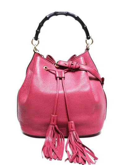 Pre-owned Gucci 2015-2025 Bamboo Two-way Bucket Bag In Pink