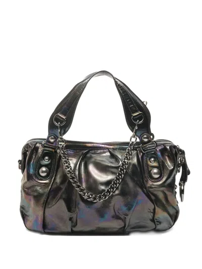 Pre-owned Gucci 2015-2025 Chain Leather Shoulderbag In Gray