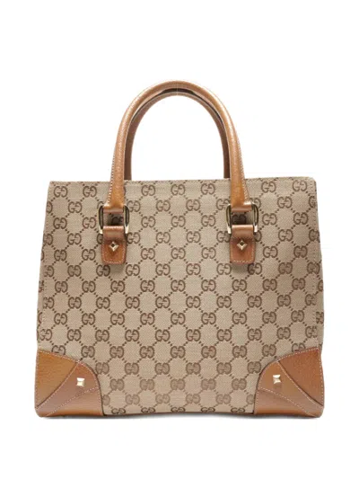Pre-owned Gucci 2015-2025 Gg Canvas Handbag In Neutral