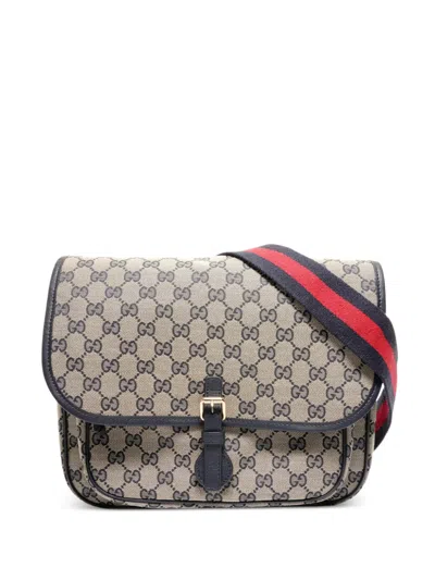 Pre-owned Gucci 2015-2025 Gg-pattern Shoulder Bag In Neutral