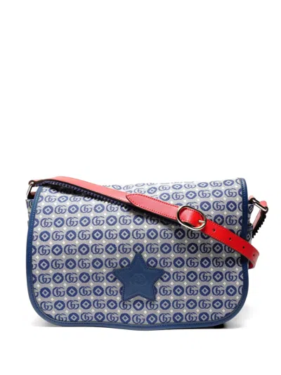 Pre-owned Gucci 2015-2025 Gg Star Canvas Shoulder Bag In Gray