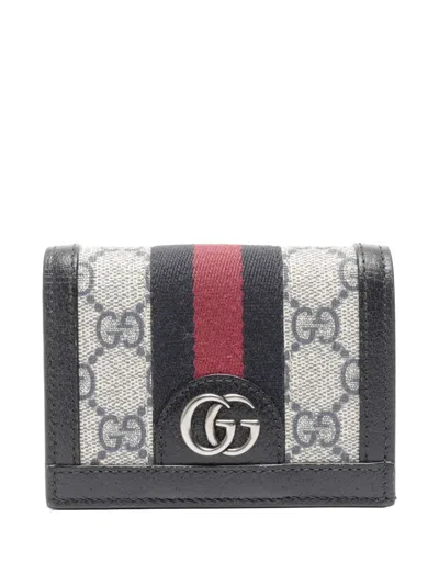 Pre-owned Gucci 2015-2025 Gg-supreme Sherry Logo-stripe Wallet In Neutral