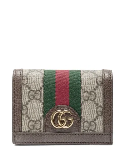 Pre-owned Gucci 2015-2025 Ophidia Stripe Wallet In Neutral