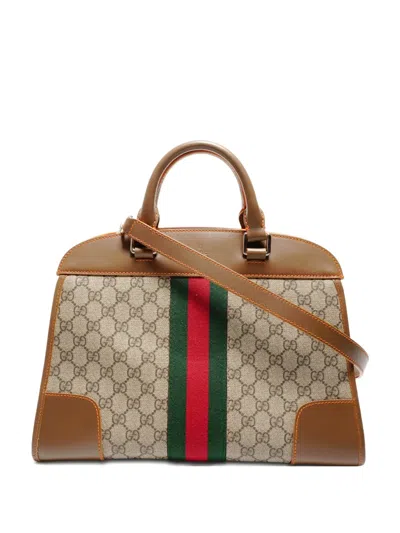 Pre-owned Gucci 2015-2025 Sherru Gg-pattern Tote Bag In Neutral
