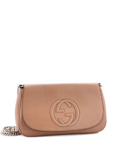 Pre-owned Gucci 2015-2025 Soho Chain Leather Medium Crossbody Bag In Neutral