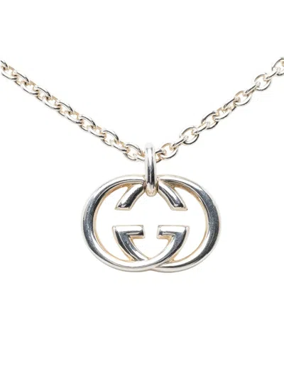 Pre-owned Gucci 2015-2025 Sterling Silver Interlocking G Pendant Necklace