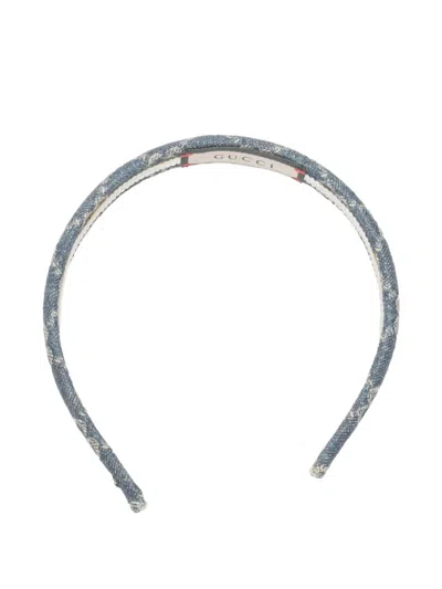 Pre-owned Gucci 2015-2025s Gg Supreme Denim Hairband In Blue