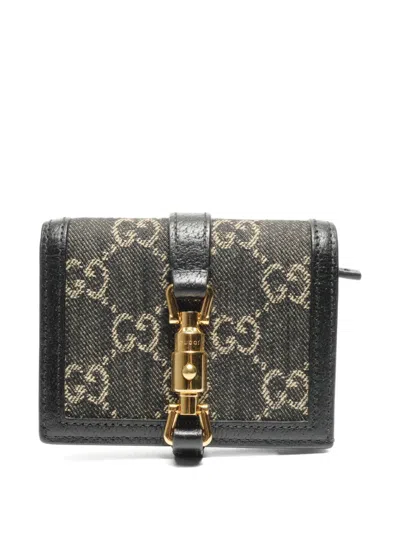Pre-owned Gucci 2015-2025s Jackie Gg Canvas Wallet In Black