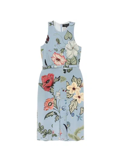 Pre-owned Gucci 2015 Flora Knight Printed Silk Dress In Blue