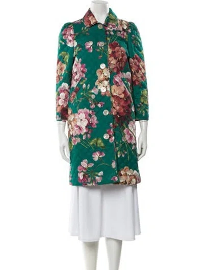 Pre-owned Gucci 2015 Floral Print Trench Coat In Multi