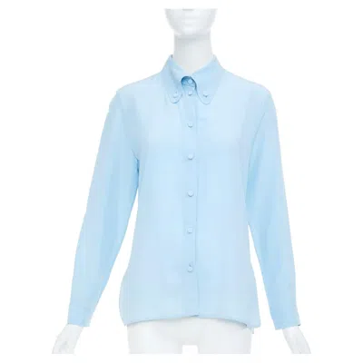Pre-owned Gucci 2015 Light Blue Fluid Button Up Long Sleeve Casual Blouse Shirt It40 S