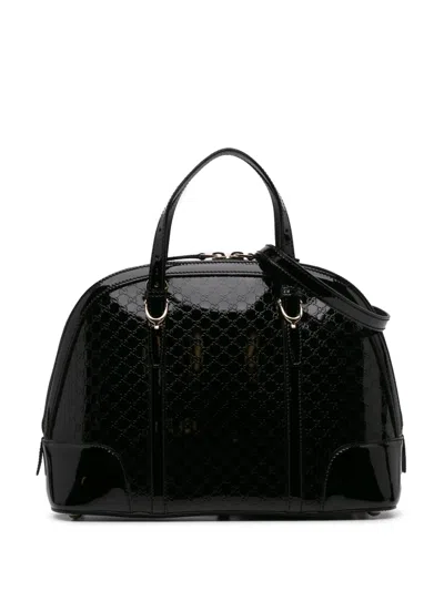 Pre-owned Gucci 2015-present Small Microssima Patent Nice Satchel In Black