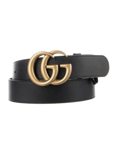 Pre-owned Gucci 2015 Re Edition Belt Double G Logo Belt In Black