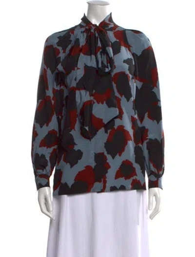 Pre-owned Gucci 2015 Silk Blouse In Blue