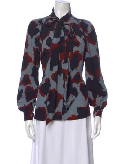 Pre-owned Gucci 2015 Silk Blouse In Blue