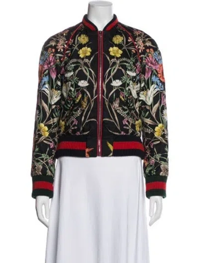 Pre-owned Gucci 2015 Silk Bomber Jacket In Multi