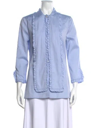 Pre-owned Gucci 2015 Three-quarter Sleeve Blouse In Blue
