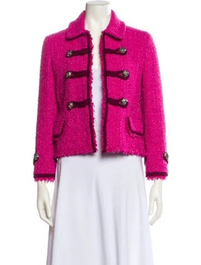 Pre-owned Gucci 2015 Tweed Pattern Evening Jacket In Pink