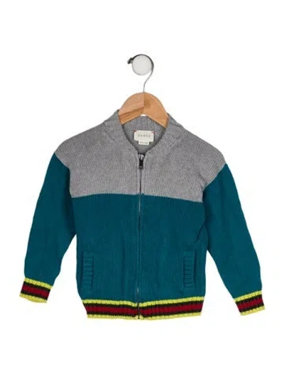 Pre-owned Gucci Babies' 2015 Zipped Bicolor '25' Sweater In Gray