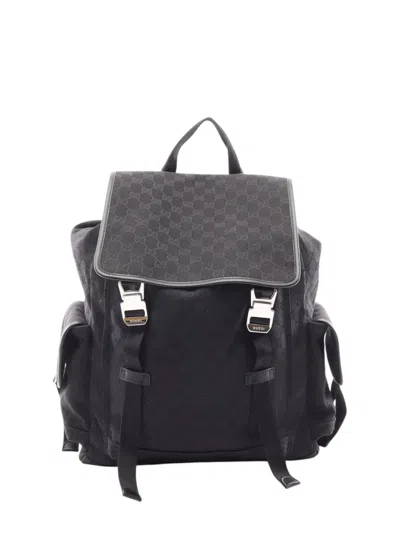 Pre-owned Gucci 2015-2026 Large Gg Canvas Backpack In Black