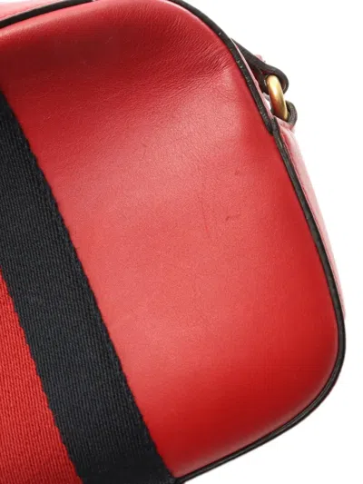 Pre-owned Gucci 2016-2020 Calfskin Web Webby Bee Camera Bag Crossbody Bag In Black