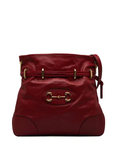 Pre-owned Gucci 2016-2020 Horsebit 1955 Drawstring Crossbody Bag In Red