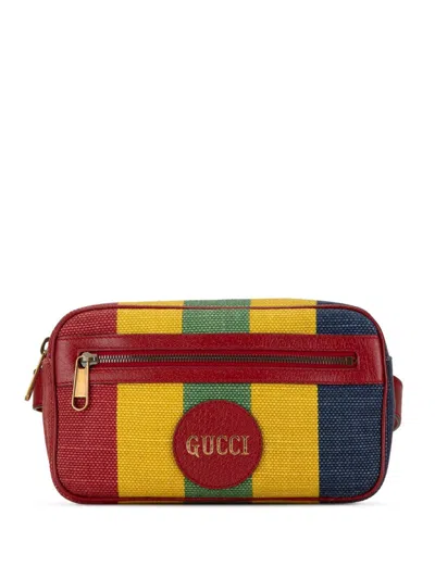 Pre-owned Gucci 2016-2023 Baiadera Canvas Stripe Belt Bag In Red