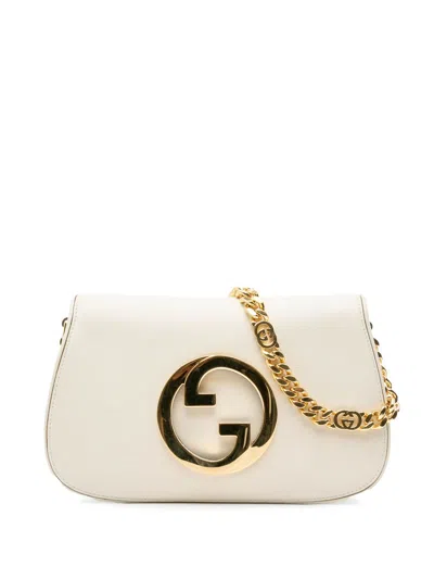 Pre-owned Gucci 2016-2023 Calfskin Blondie Chain Satchel In White