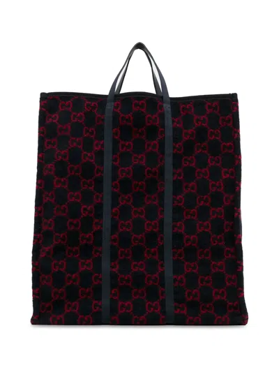 Pre-owned Gucci 2016-2023 Gg Wool Tote Bag In Blue