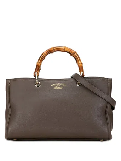Pre-owned Gucci 2016-2023 Medium Bamboo Shopper Satchel In Brown
