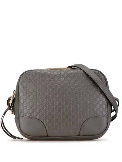 Pre-owned Gucci 2016-2023 Mini Microssima Bree Crossbody Bag In Grey