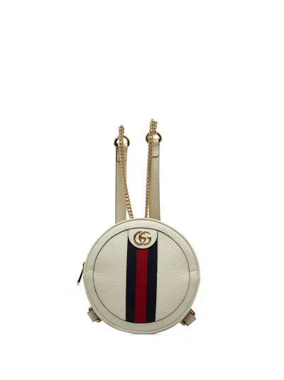 Pre-owned Gucci 2016-2023 Mini Ophidia Round Backpack In White