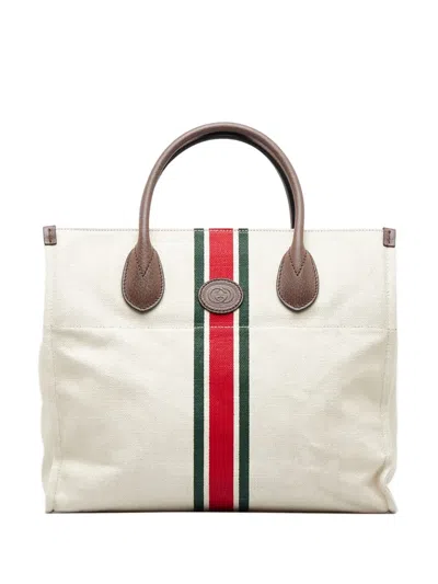 Pre-owned Gucci 2016-present  Small Web Foldable Tote In White