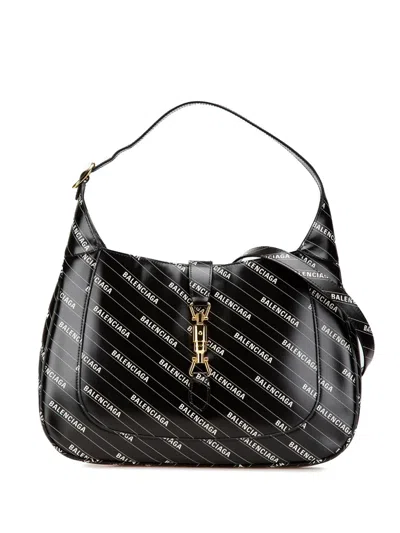 Pre-owned Gucci 2016-2024 Balenciaga The Hacker Project Medium Calfskin Jackie 1961 Crossbody Bag In 黑色