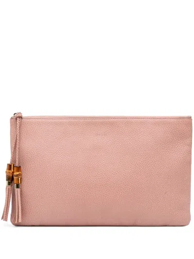 Pre-owned Gucci 2016-2024 Bamboo Tassel Leather Clutch Bag