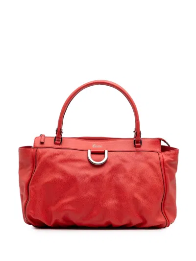 Pre-owned Gucci 2016-2024 Calfskin Abbey D Ring Tote Bag In Red