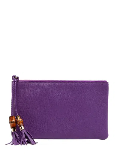 Pre-owned Gucci 2016-2024 Calfskin Bamboo Clutch Bag