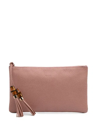 Pre-owned Gucci 2016-2024 Calfskin Bamboo Clutch Bag